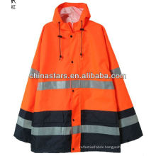 High visibility fluorescent raincoat